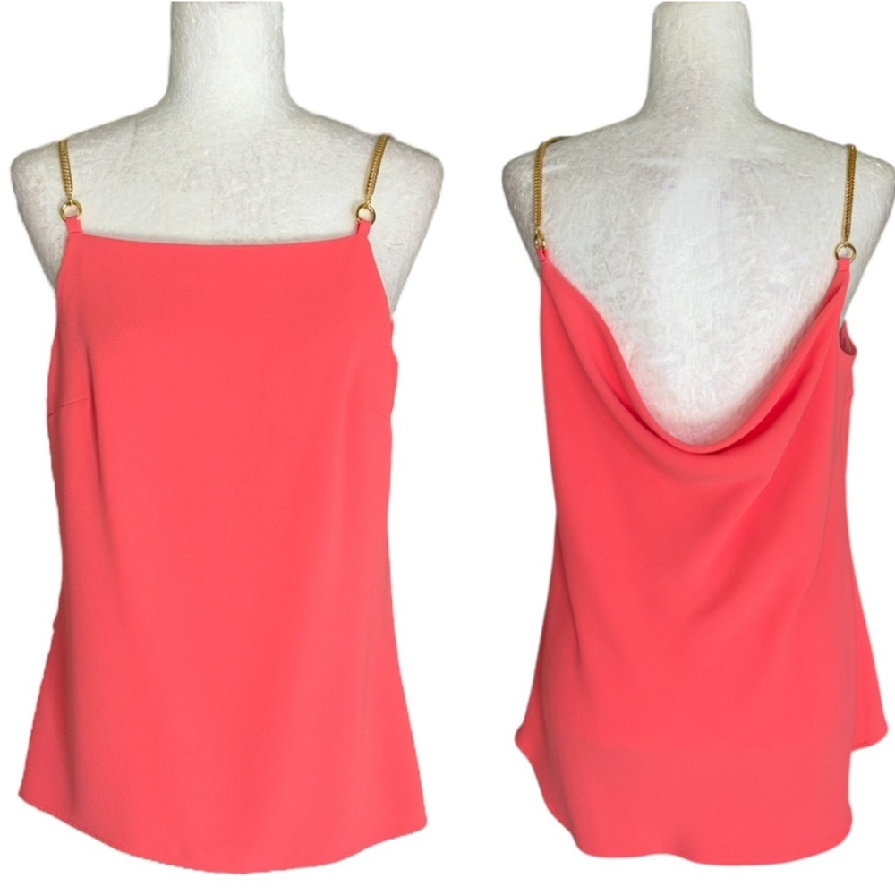 Trina Turk Orange Gold Chain Strap Draped Back Sleeveless Tank Top - M